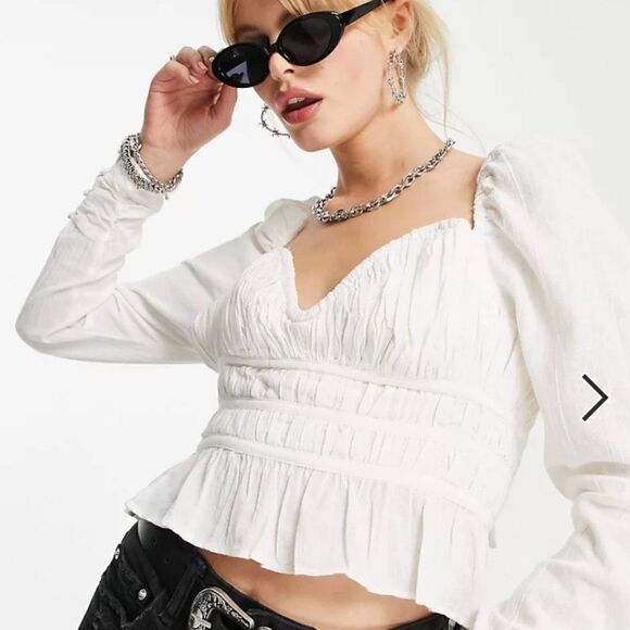 Free People chloe puff sleeve blouse in white Size XS - Picture 4 of 6